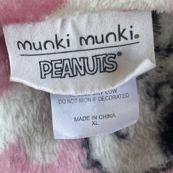Munki Munki Peanuts Pajama Set Womens XL Snoopy Hearts Fleece Sleepwear Cute - Picture 5 of 12